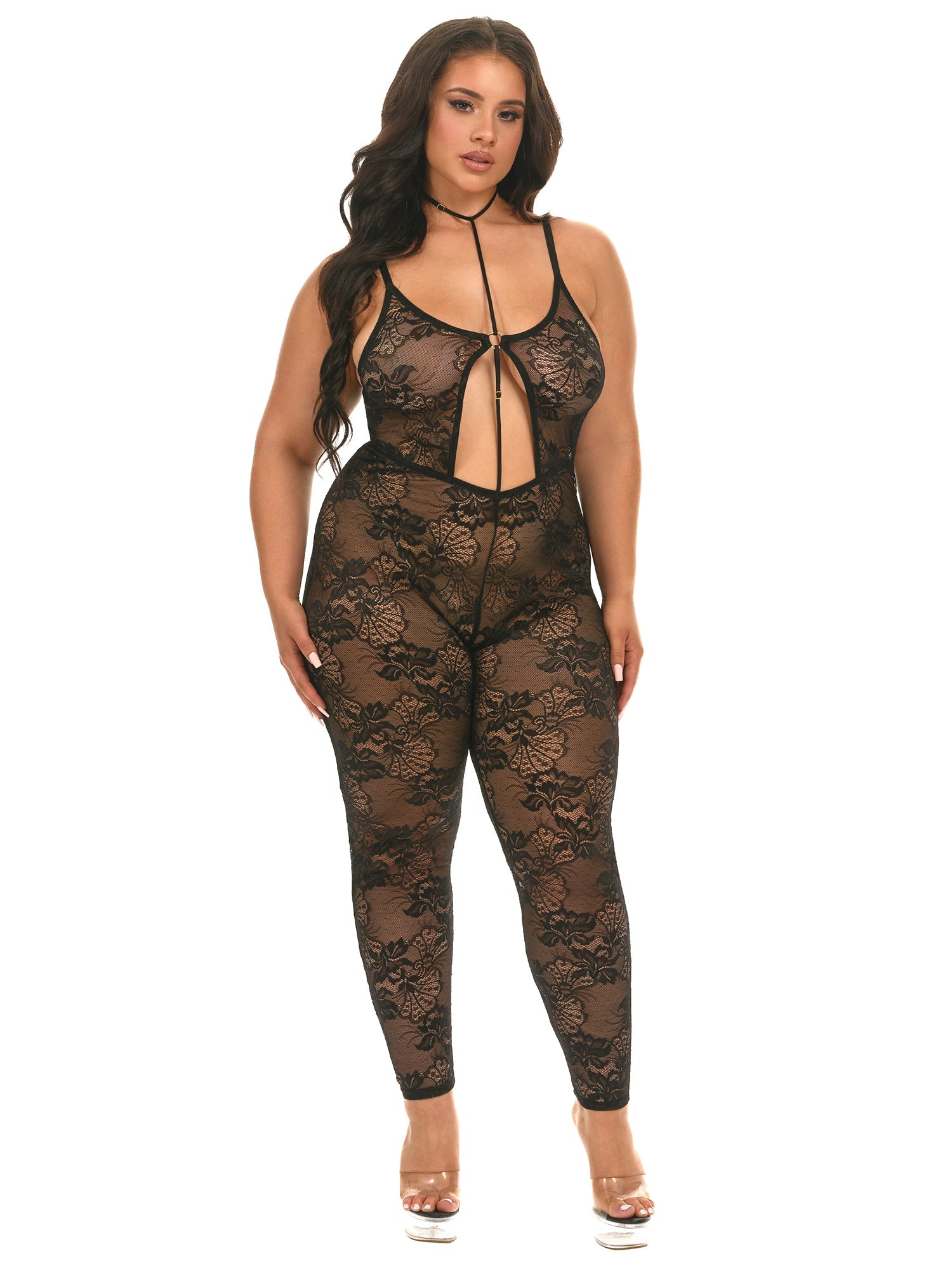 Curvy Presley Choker Lace Catsuit