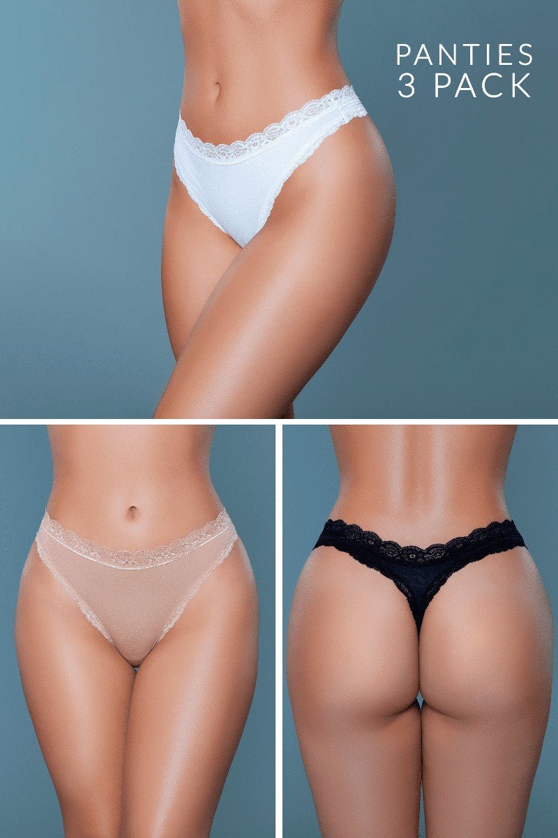 BeWicked Women's Mandy Thong 3 Pack 22023PK