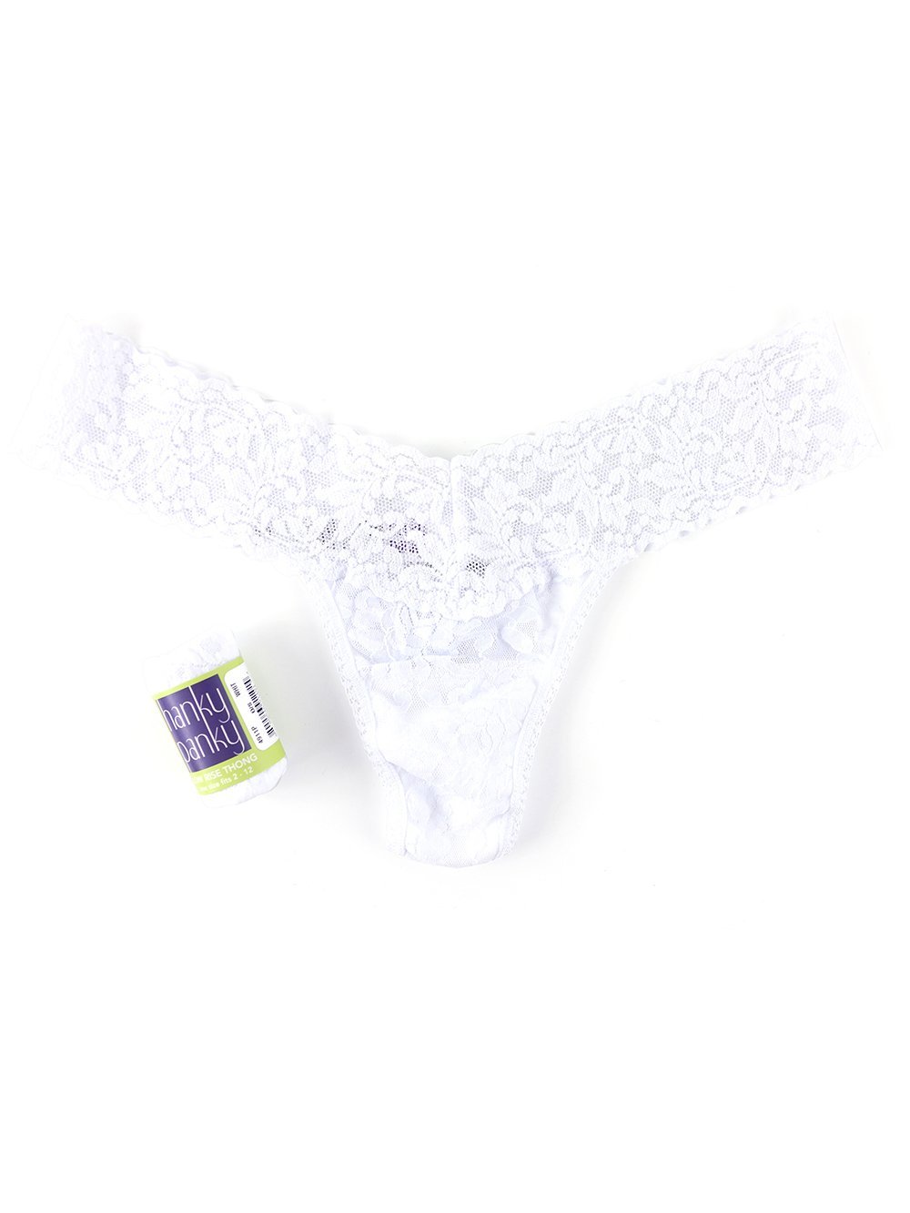 Hanky Panky Thong White / One Size Rolled Signature Lace Original Rise Thong