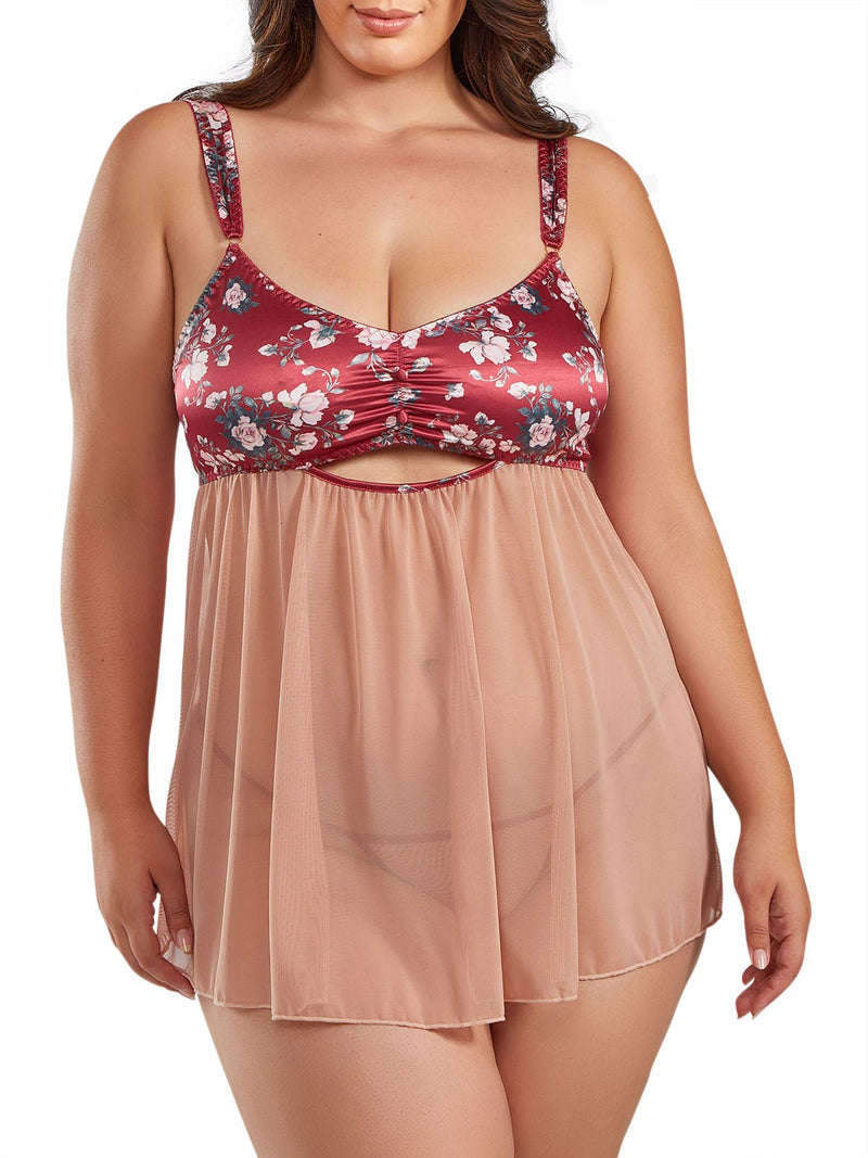 iCollection Babydoll Women's Brittany Plus Size Babydoll Lingerie
