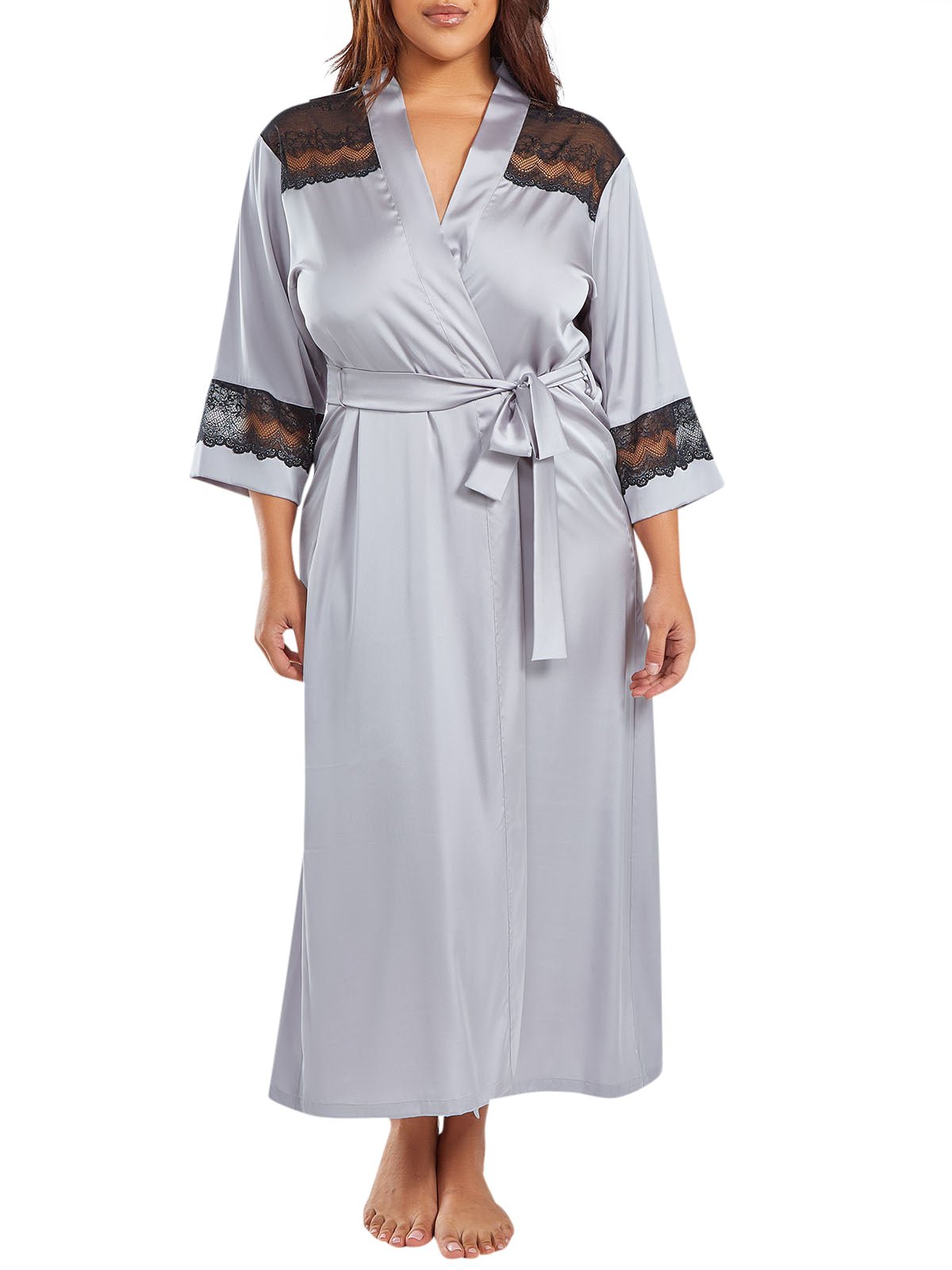 iCollection Robe Women&#39;s Tess Long Plus Size Robe Loungewear