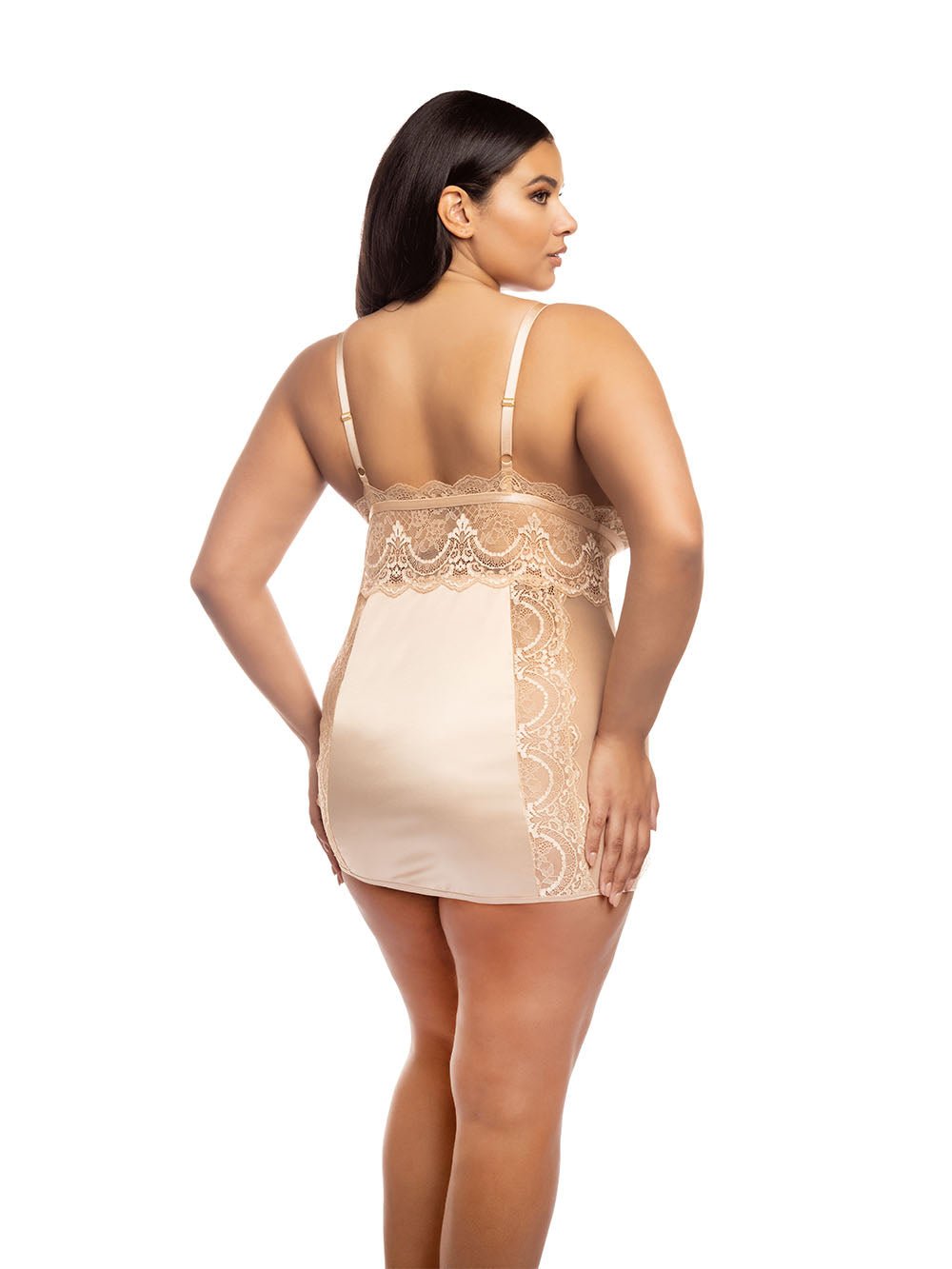 Oh La La Cheri Babydoll Curvy Laura Satin Babydoll Dress
