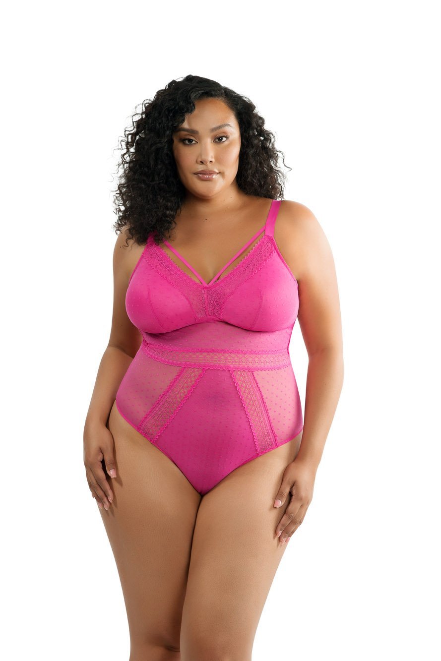 Parfait Bodysuits Bright Pink / S Parfait Mia Dot Wire-free Padded Mesh Bodysuit