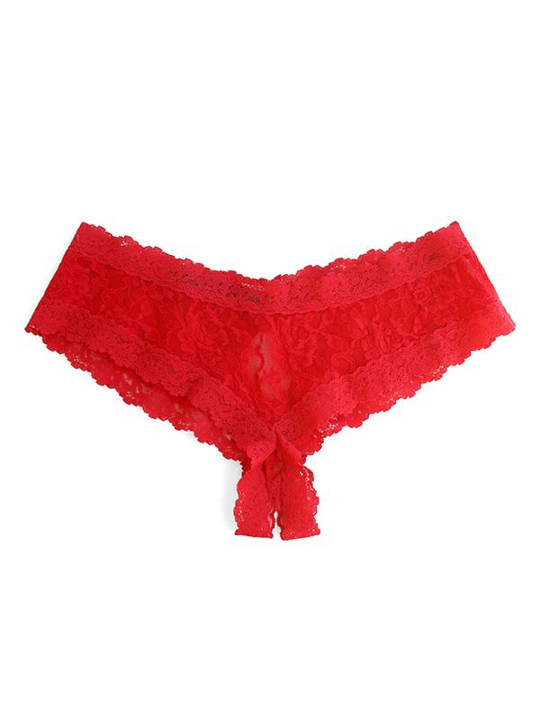 Hanky Panky Crotchless Panties Sexy Sheer Lace Keyhole Crotchless Cheeky Panties