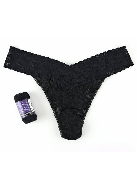 Hanky Panky Thong Black / One Size Rolled Signature Lace Original Rise Thong