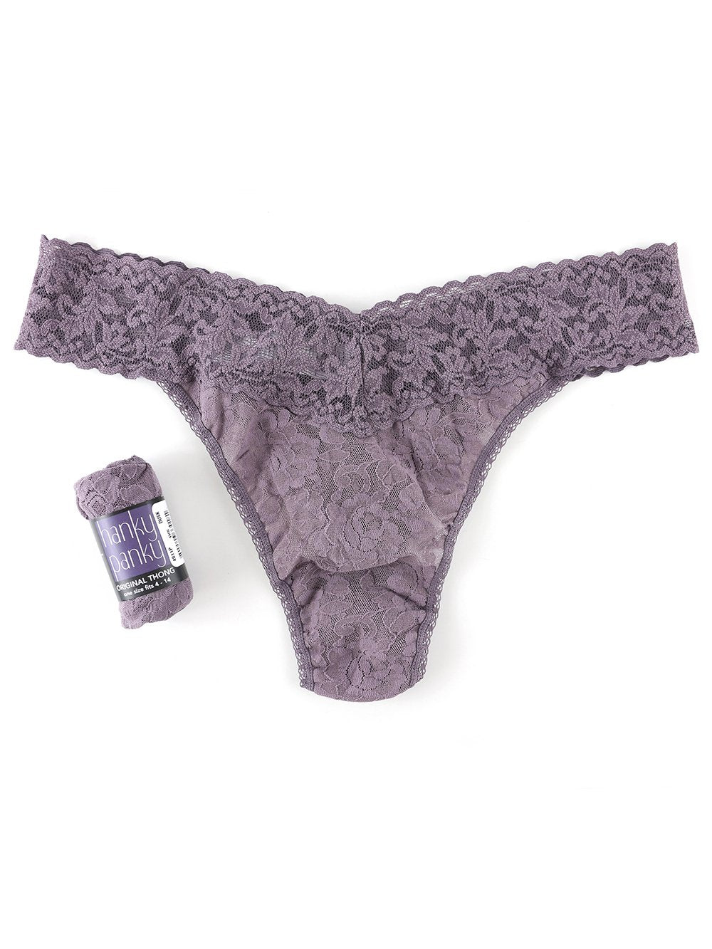 Hanky Panky Thong Dusk / One Size Rolled Signature Lace Original Rise Thong