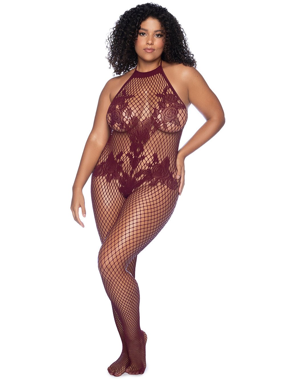 Women's Halter And Crotchless Floral Bodystocking Mapale 1116