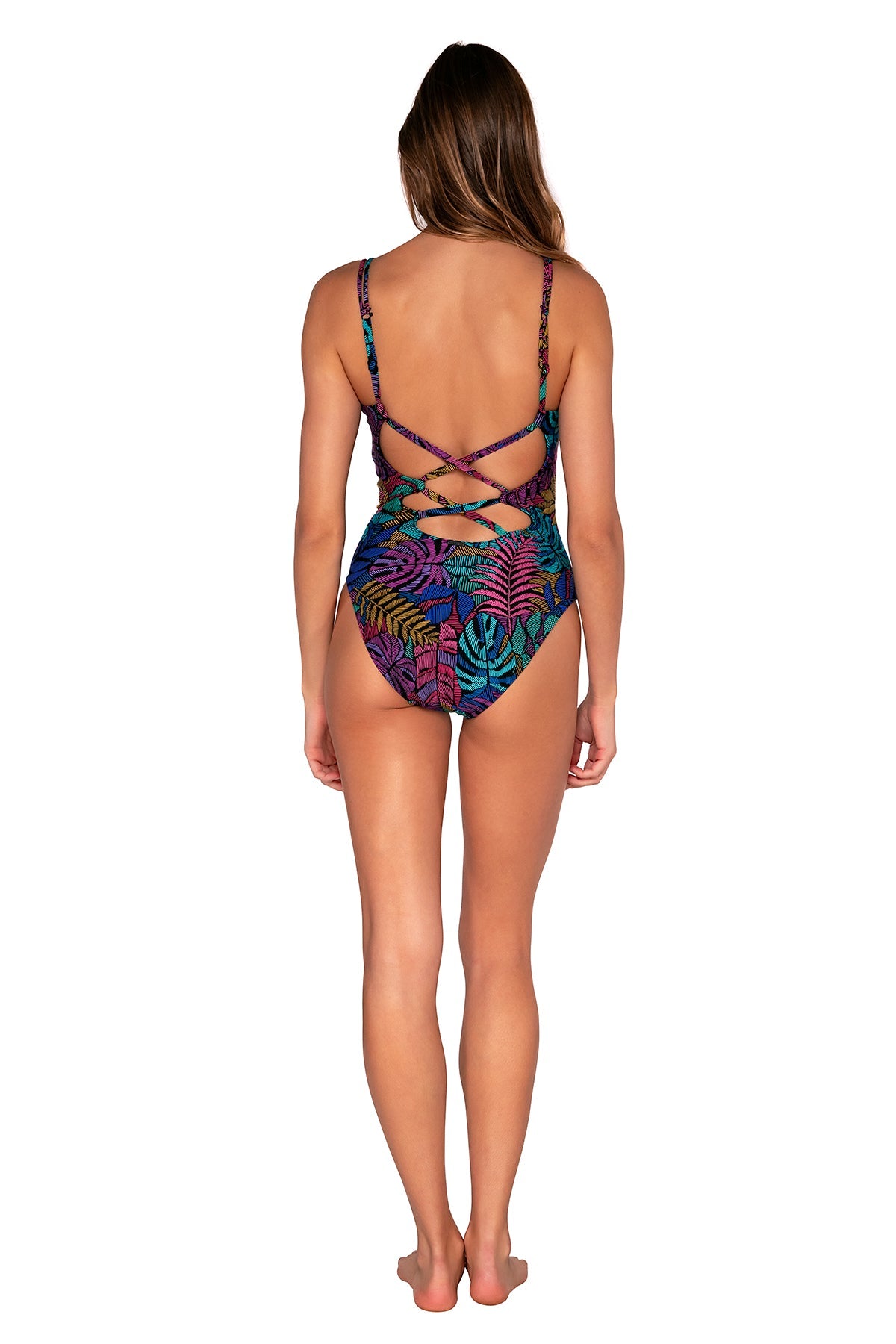 Back view of Sunsets Panama Palms Veronica One Piece