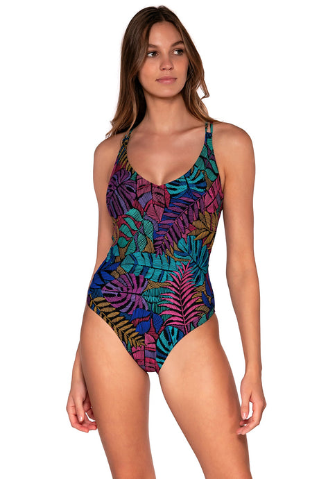 Front view of Sunsets Panama Palms Veronica One Piece