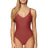 Front close-up shot of Sunsets Tuscan Red Veronica One Piece