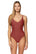 Front close-up shot of Sunsets Tuscan Red Veronica One Piece