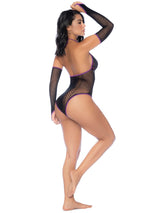 Mapale 1121 Fishnet and Lace Bodysuit Set