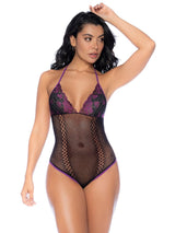 Mapale 1121 Fishnet and Lace Bodysuit Set