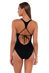 Sunsets Women's Swimwear Black Rue Racerback One Piece Swimsuit