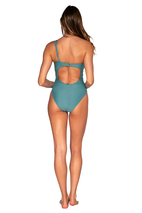 Back view of Sunsets Ocean Ginger One Piece