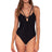 Front view of Sunsets Black Aria One Piece