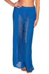 Front view of Sunsets Electric Blue Breezy Beach Pant