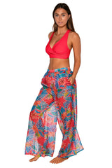 Side view of Sunsets Tiger Lily Breezy Beach Pant