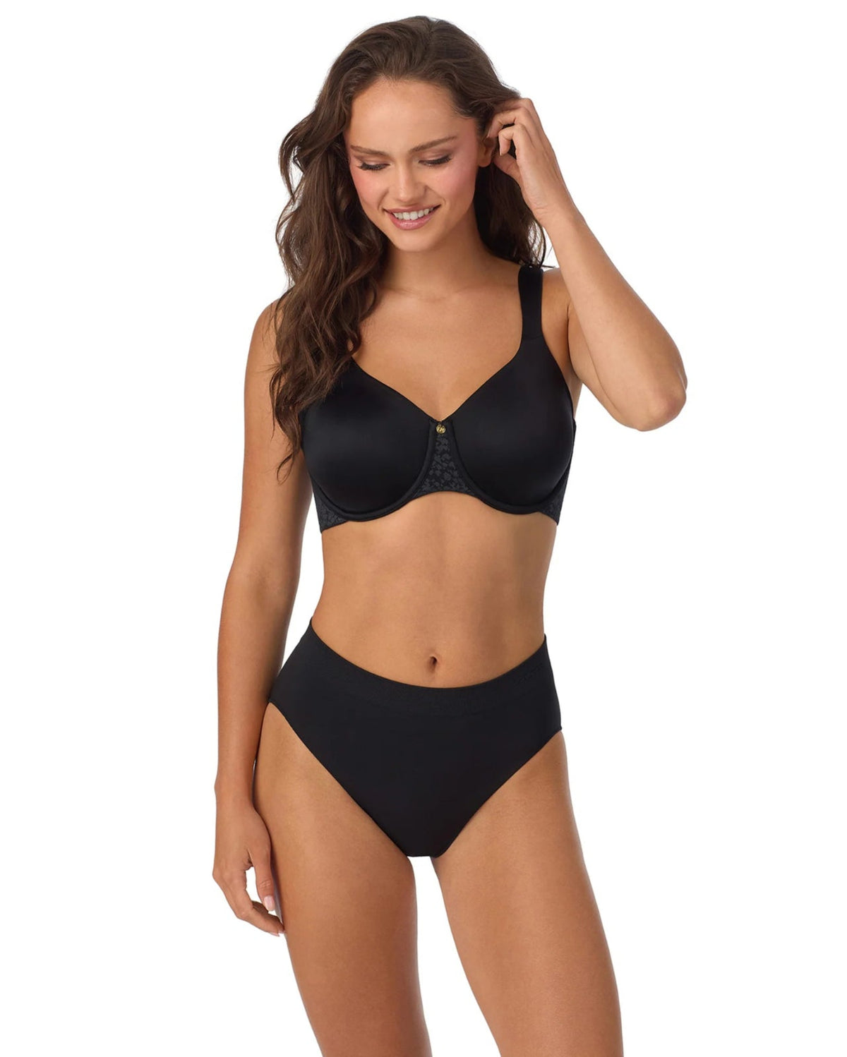 Black Le Mystère Safari plus size unlined full coverage bra 1178, front view