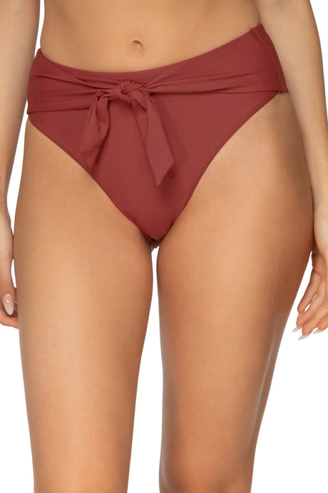 Front view of Sunsets Tuscan Red Tessa Tie High Rise Bottom