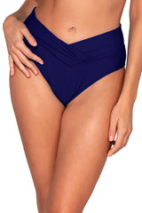 Front view of Sunsets Indigo Summer Lovin V-Front Bottom