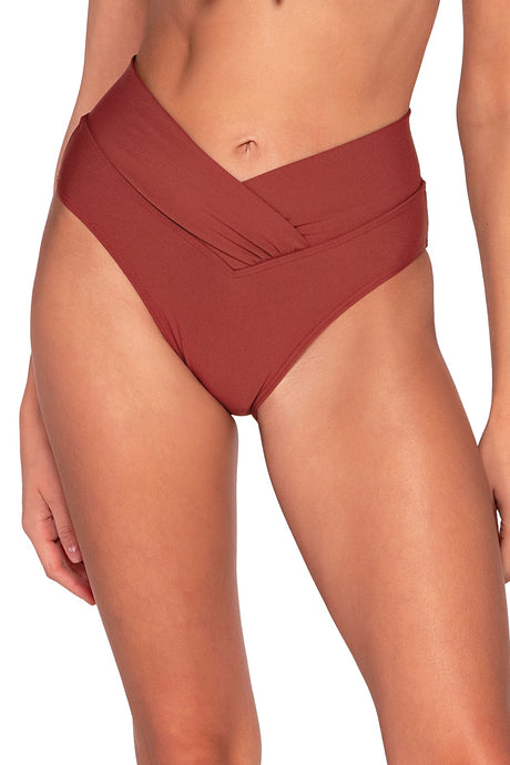 Front view of Sunsets Tuscan Red Summer Lovin V-Front Bottom