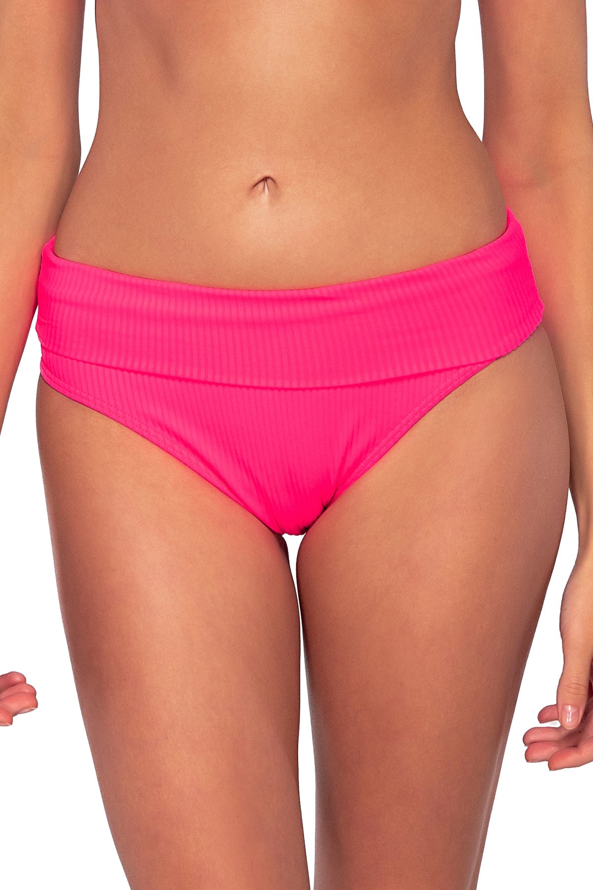 Sunsets Women's Swimwear Neon Pink Hannah High Waist Bikini Bottom