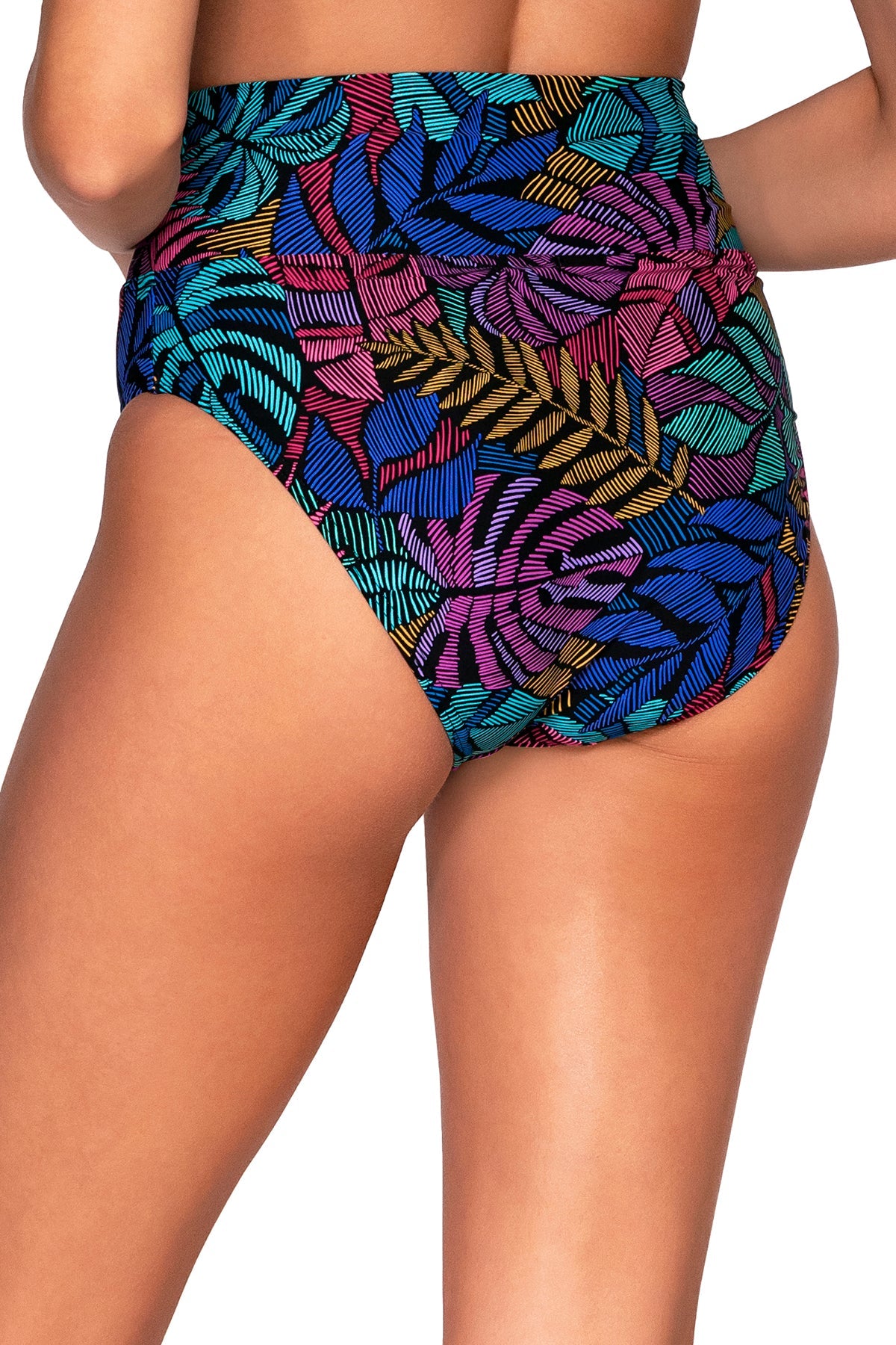 Back view of Sunsets Panama Palms Hannah High Waist Bottom