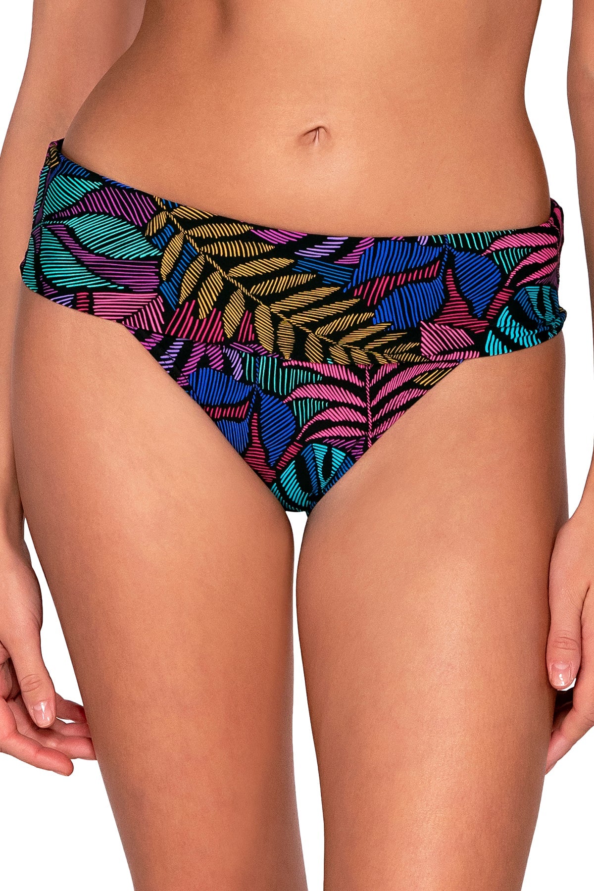 Front view of Sunsets Panama Palms Hannah High Waist Bottom