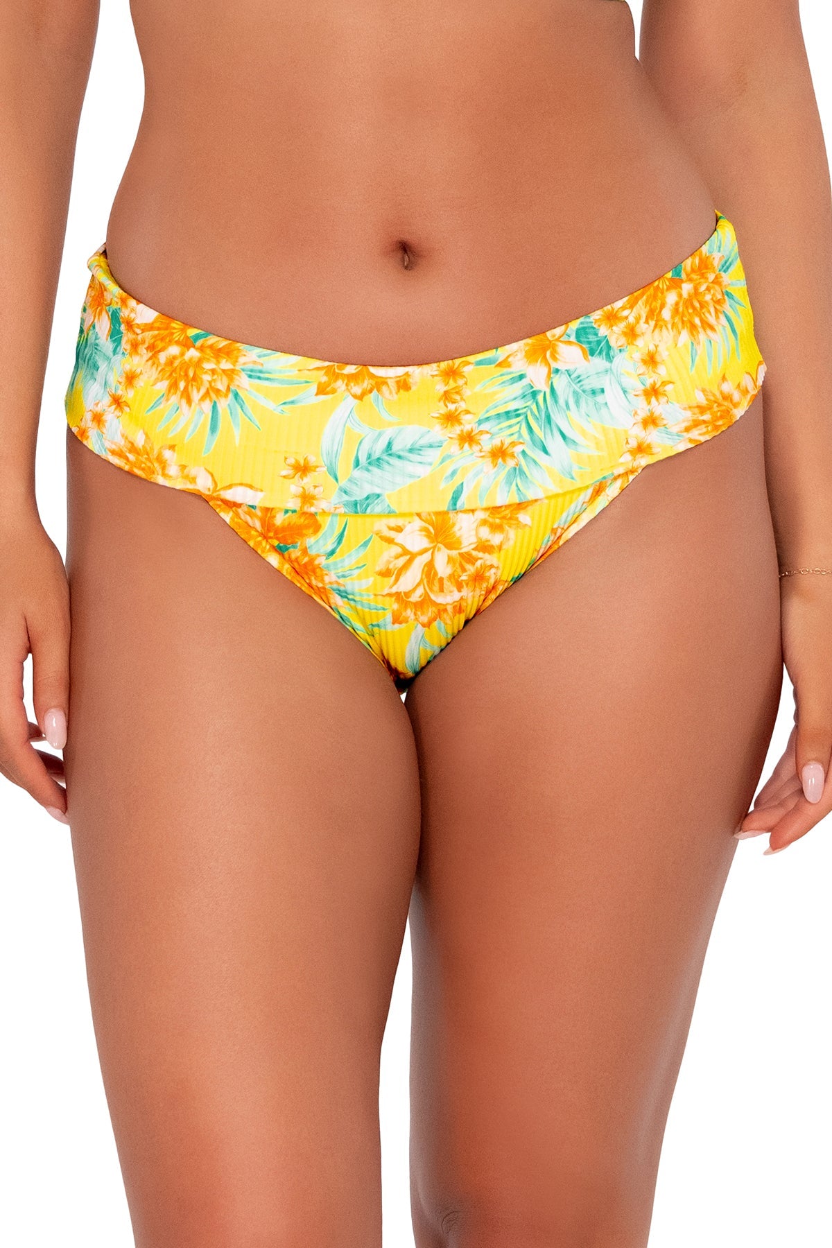 Sunsets Women's Swimwear Golden Tropics Sandbar Rib Hannah High Waist Bikini Bottom