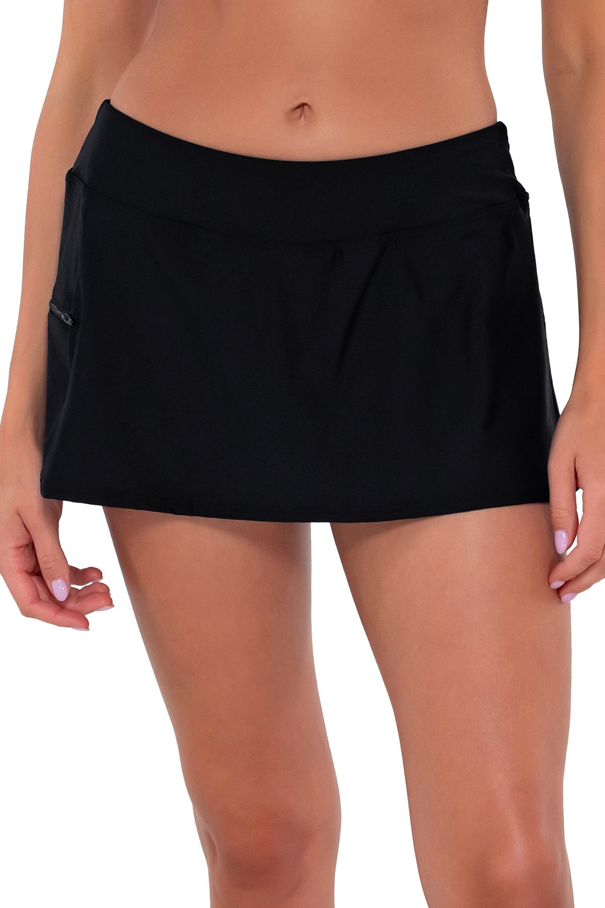 Sunsets Black Sporty Swim Skirt