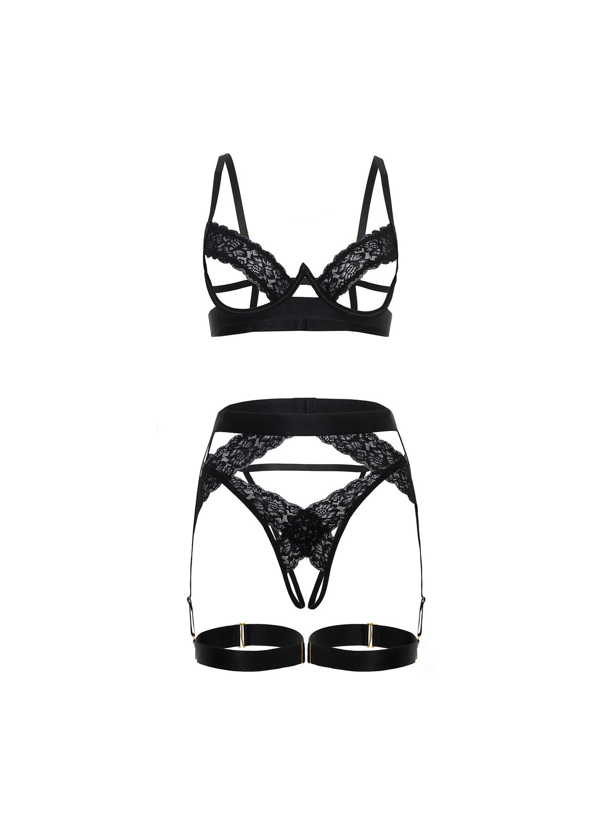 Jessica 3 Piece Peek-A-Boo Bra Set