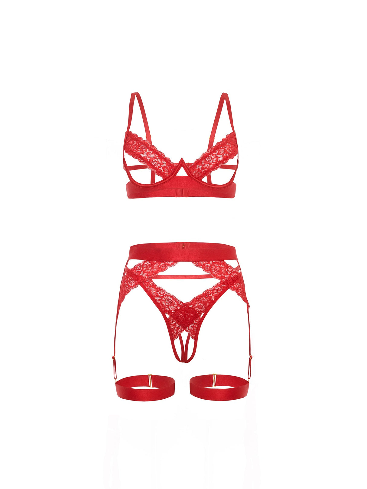 Jessica 3 Piece Peek-A-Boo Bra Set