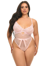 Curvy Josie Bow Lace Teddy