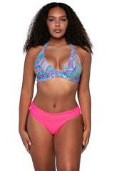 Front view of Sunsets Paisley Pop Muse Halter Top