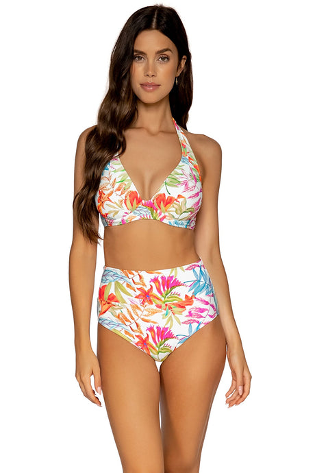 Front view of Sunsets Tropical Breeze Hannah High Waist Bottom