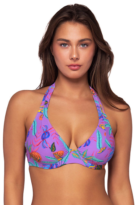 Front view of Sunsets Isla Bonita Muse Halter Top