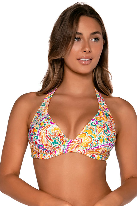 Front view of Sunsets Phoenix Muse Halter Top