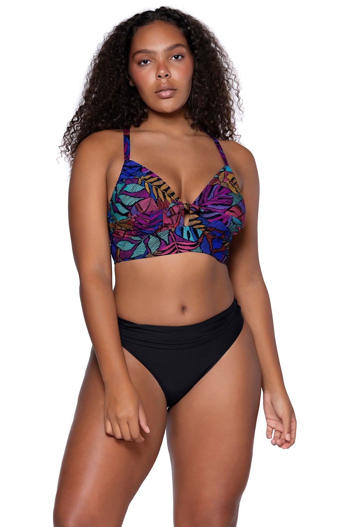 Front view of Sunsets Panama Palms Colette Bralette Top