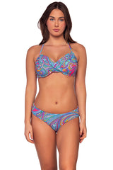 Front view of Sunsets Paisley Pop Crossroads Underwire Top