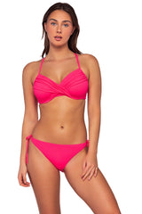 Front view of Sunsets Neon Pink Everlee Tie Side Bottom