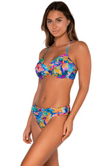 Side view of Sunsets Alegria Crossroads Underwire bikini top with Alegria Unforgettable Bottom swim hipster