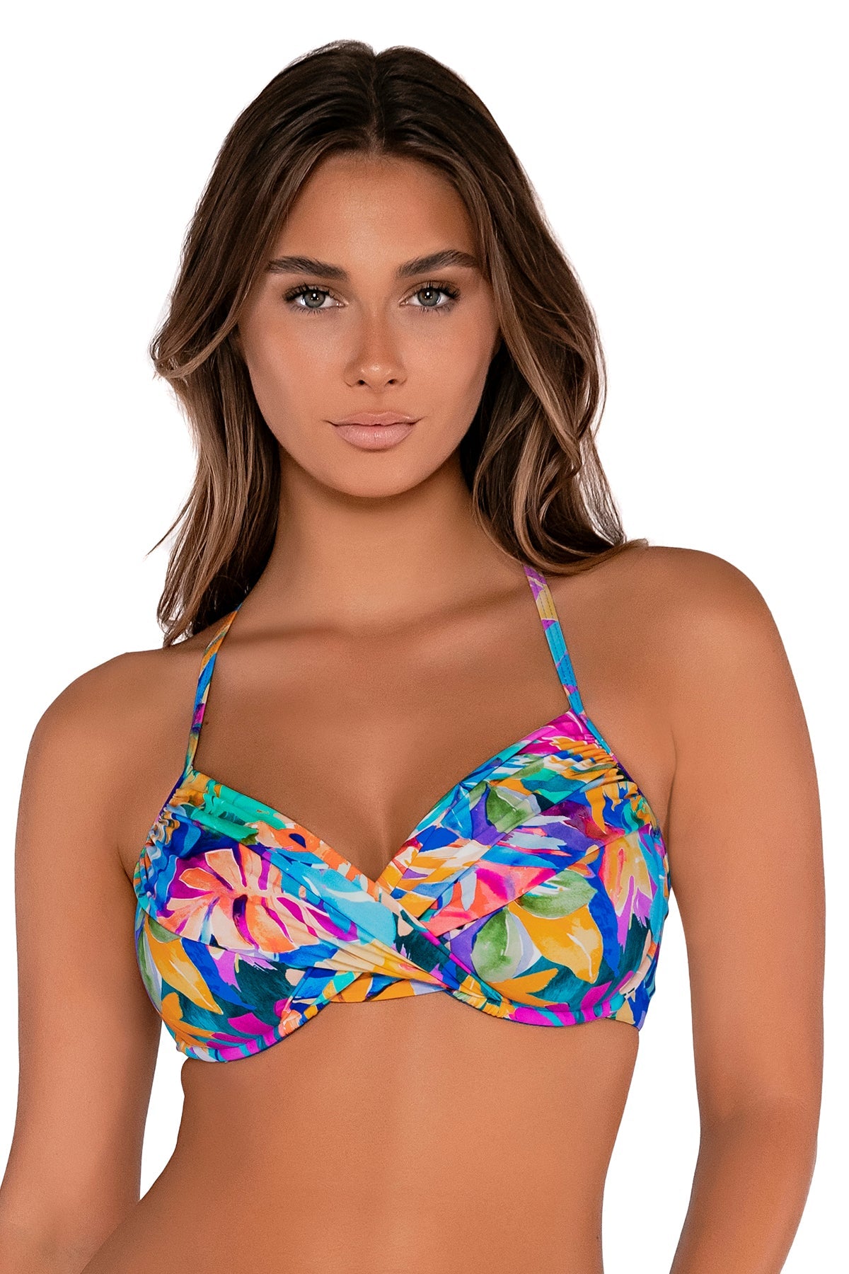 Front view of Sunsets Alegria Crossroads Underwire bikini top