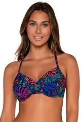 Front view of Sunsets Panama Palms Crossroads Underwire Top