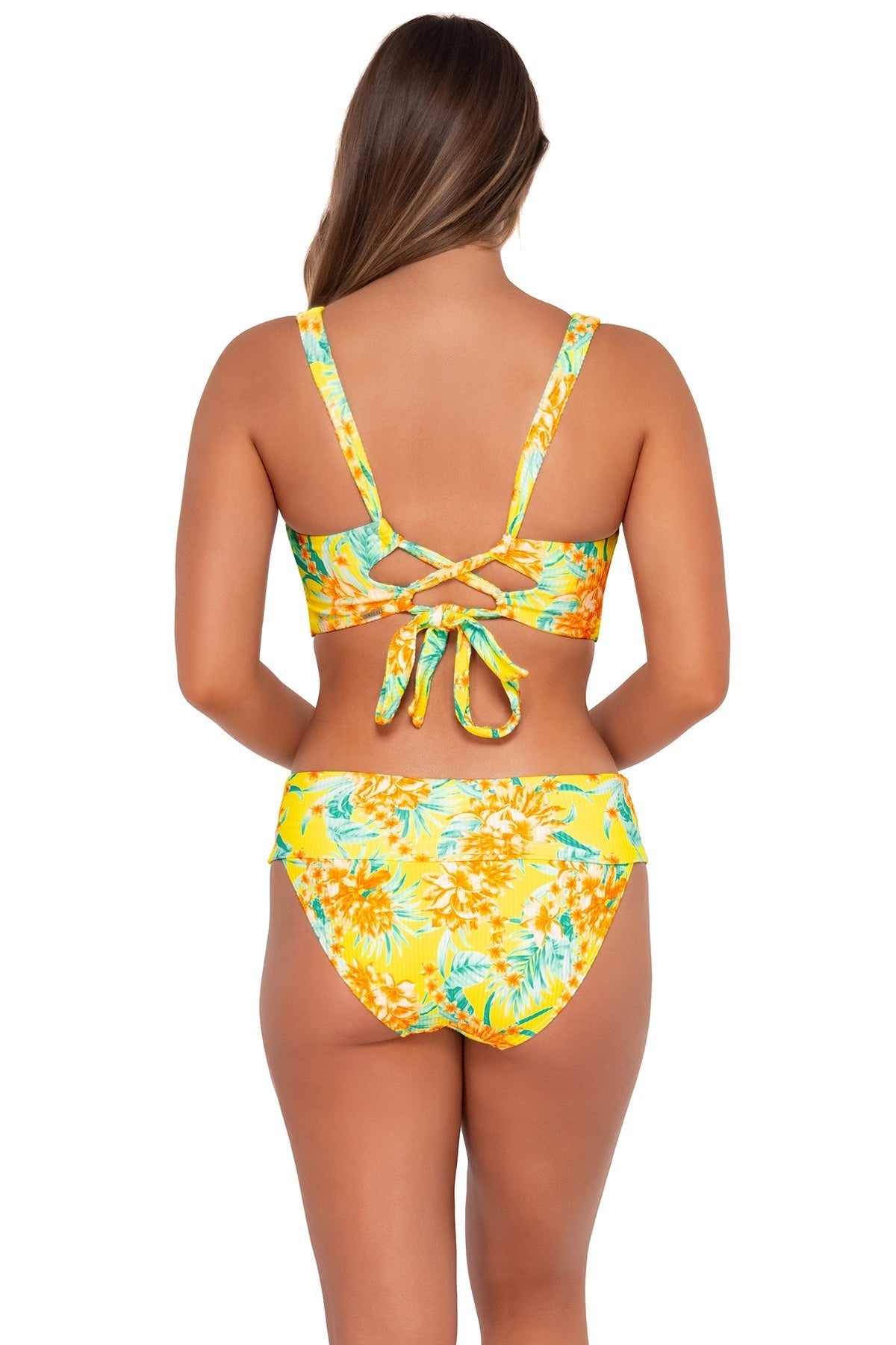 Sunsets Women's Swimwear Golden Tropics Sandbar Rib Hannah High Waist Bikini Bottom