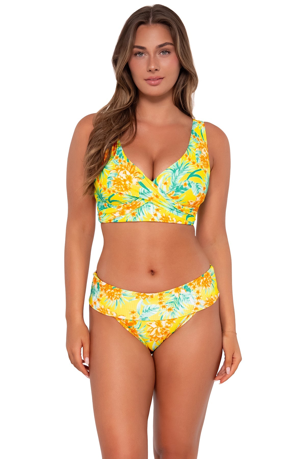 Sunsets Women's Swimwear Golden Tropics Sandbar Rib Hannah High Waist Bikini Bottom