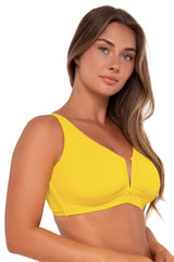 Sunsets Women's Swimwear Lemon Zest Sandbar Rib Vienna V-Wire Bikini Top