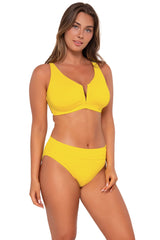 Sunsets Women's Swimwear Lemon Zest Sandbar Rib Hannah High Waist Bikini Bottom