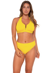 Sunsets Women's Swimwear Lemon Zest Sandbar Rib Hannah High Waist Bikini Bottom