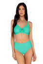 Front view of Sunsets Mint Kauai Kauai Keyhole bikini top with Mint High Road Bottom swimsuit